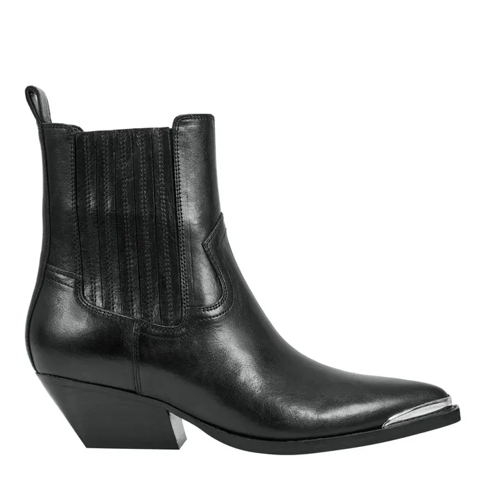 Women Marc Fisher Booties Pryce Western Bootie Black Leather