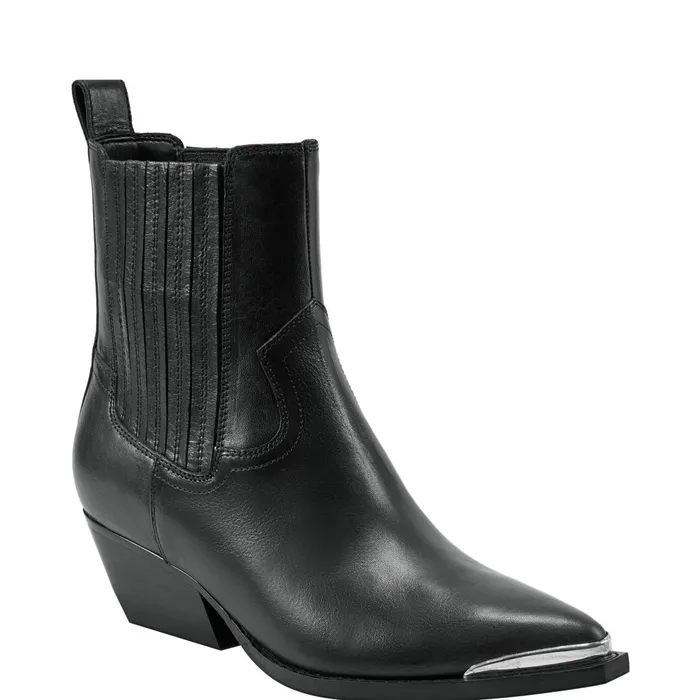 Women Marc Fisher Booties Pryce Western Bootie Black Leather