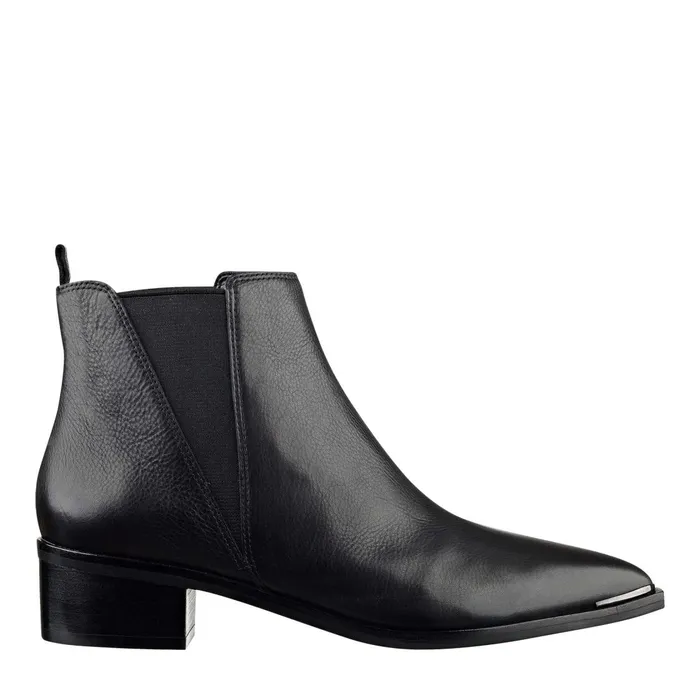Women Marc Fisher Booties Yale Pointy Toe Chelsea Bootie Black Leather