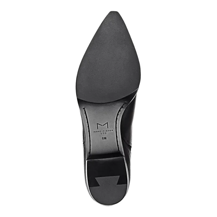 Women Marc Fisher Booties Yale Pointy Toe Chelsea Bootie Black Leather