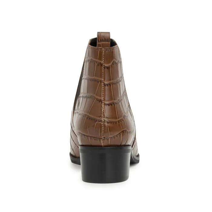 Women Marc Fisher Booties Yale Pointy Toe Chelsea Bootie Brown Croco