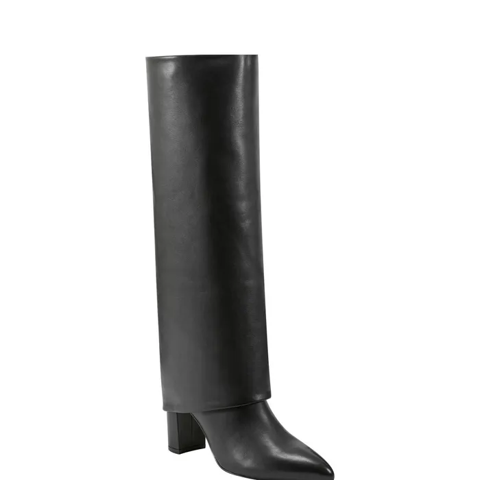 Women Marc Fisher Boots and Booties Leina Block Heel Pointy Toe Dress Boot Black