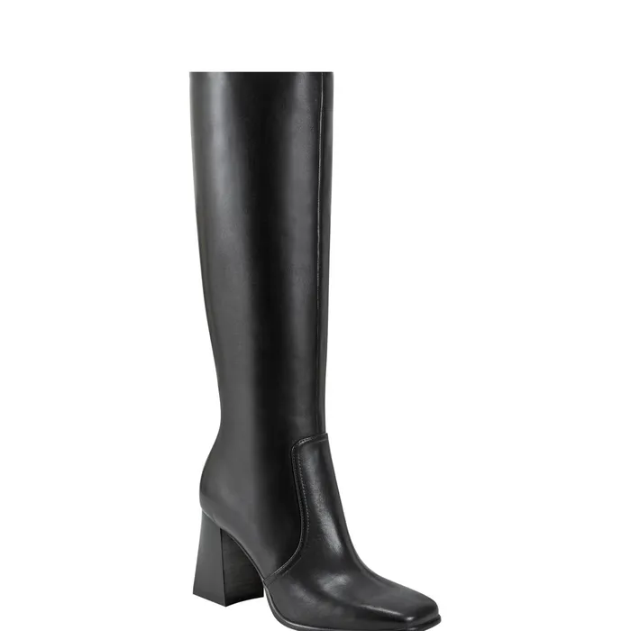 Women Marc Fisher Boots Dreeam Block Heeled Boot Black Leather