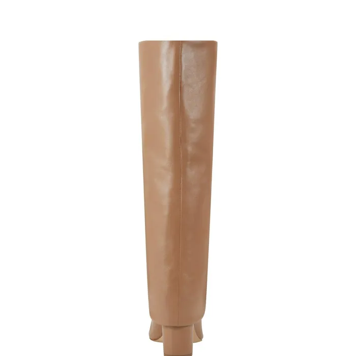 Women Marc Fisher Boots Leina Block Heel Pointy Toe Dress Boot Tan