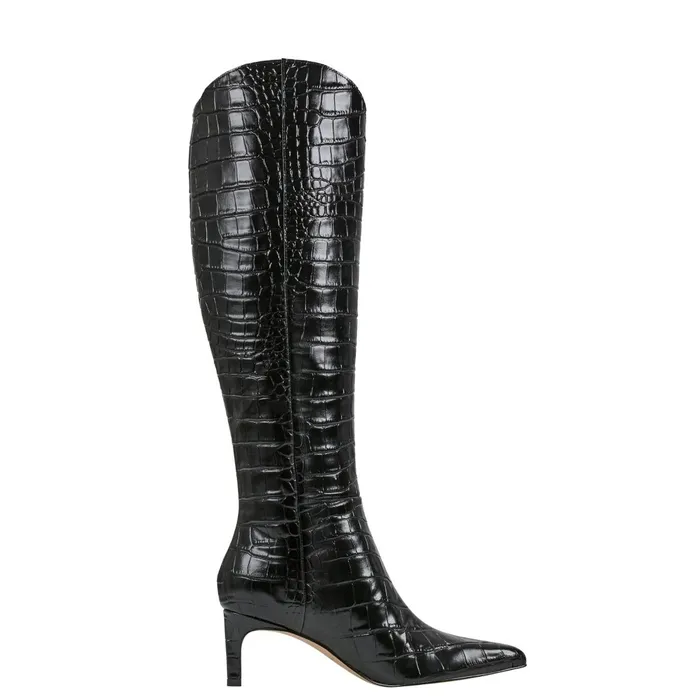 Women Marc Fisher Boots Quinnie Dress Boot Black Croco Leather