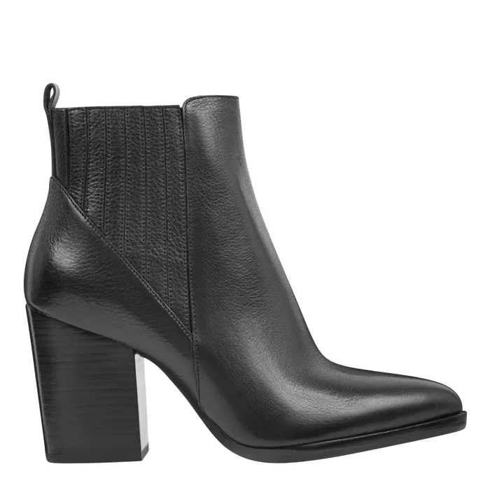 Women Marc Fisher Casual Boots Alva Pointy Toe Bootie Black Leather