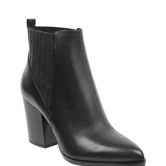 Women Marc Fisher Casual Boots Alva Pointy Toe Bootie Black Leather