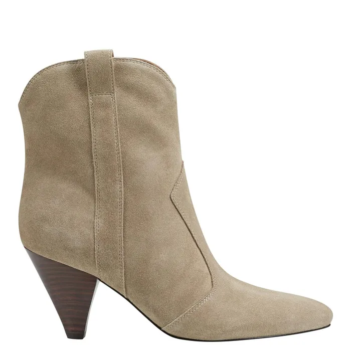 Women Marc Fisher Casual Boots Carissa Heeled Western Bootie Natural Suede