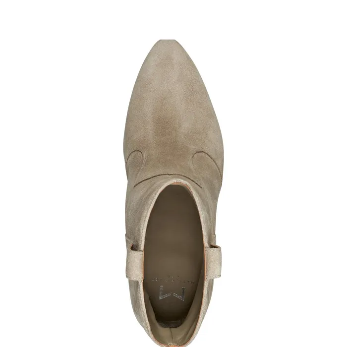 Women Marc Fisher Casual Boots Carissa Heeled Western Bootie Natural Suede