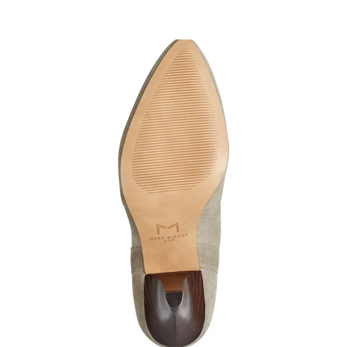 Women Marc Fisher Casual Boots Carissa Heeled Western Bootie Natural Suede