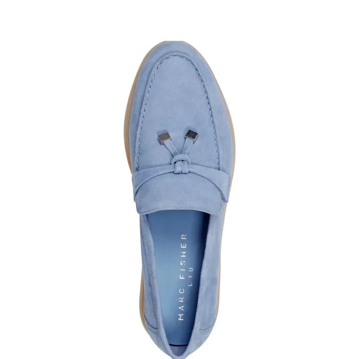 Women Marc Fisher Loafers and Flats Yanelli Casual Loafer Light Blue Suede