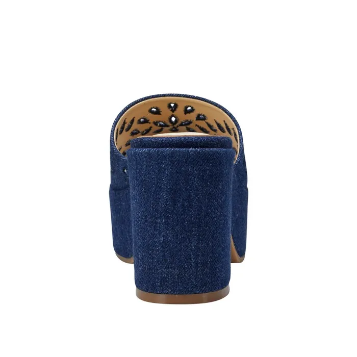 Women Marc Fisher Mules and Slides Foreva Platform Slide Sandal Denim