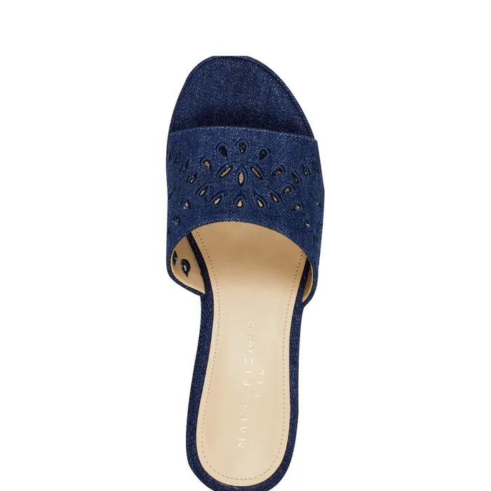 Women Marc Fisher Mules and Slides Foreva Platform Slide Sandal Denim