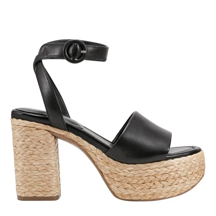 Women Marc Fisher Sandals Palyca Platform Espadrille Sandal Black Leather