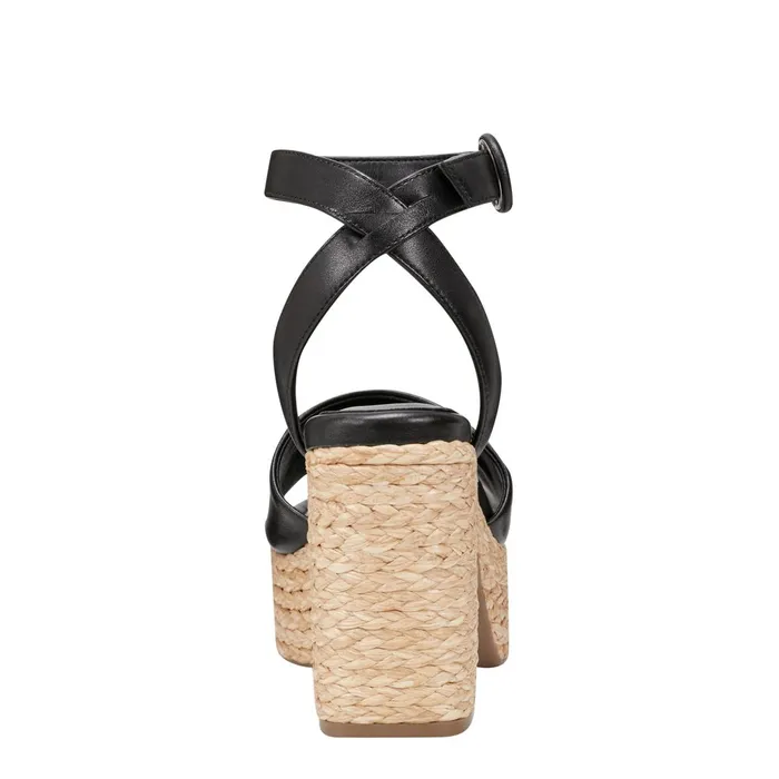 Women Marc Fisher Sandals Palyca Platform Espadrille Sandal Black Leather