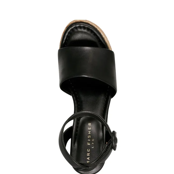 Women Marc Fisher Sandals Palyca Platform Espadrille Sandal Black Leather