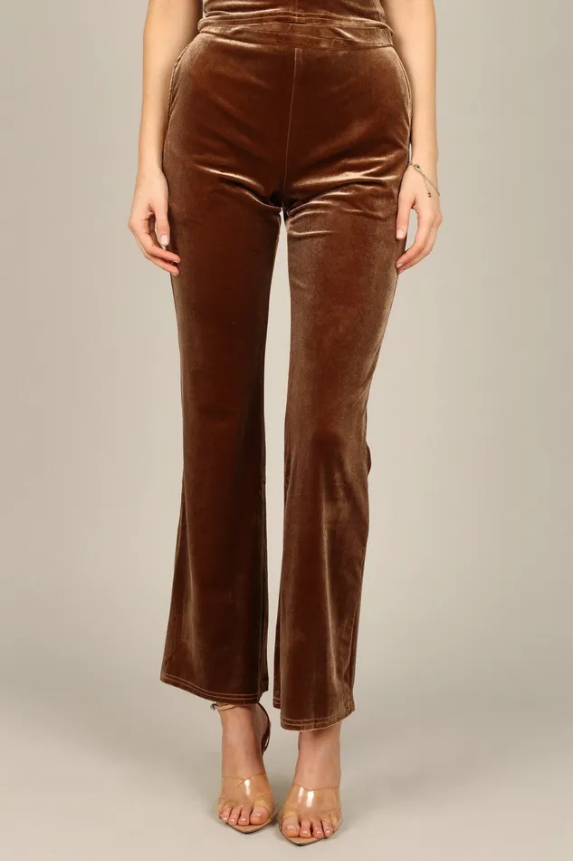 Women Matching Sets Petal and Pup Celine Velvet Pants Brown