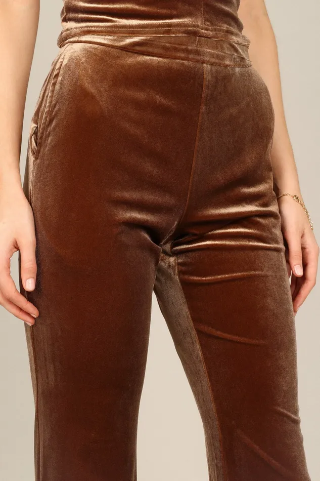 Women Matching Sets Petal and Pup Celine Velvet Pants Brown