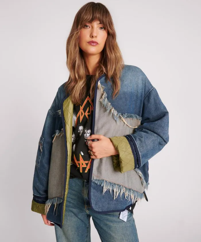 Women MEMPHIS LIGHT STAR DENIM WADDED JACKET One Teaspoon Jackets