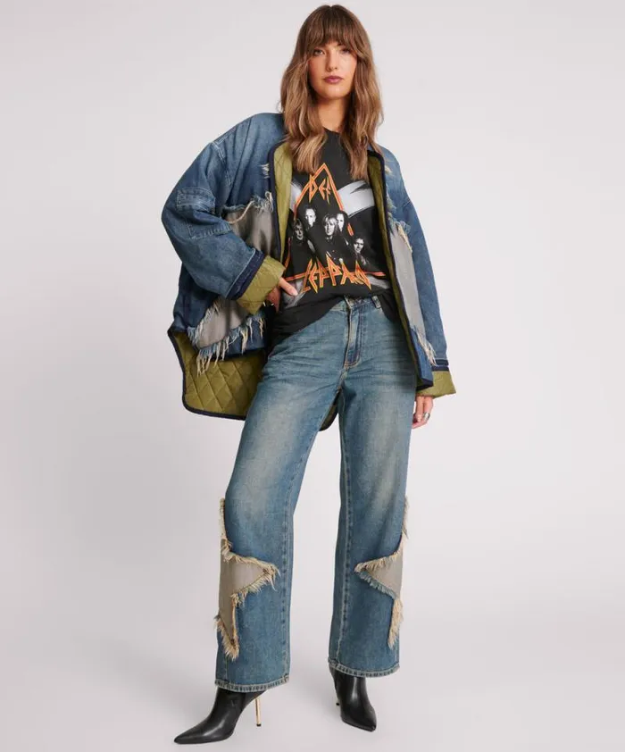 Women MEMPHIS LIGHT STAR DENIM WADDED JACKET One Teaspoon Jackets