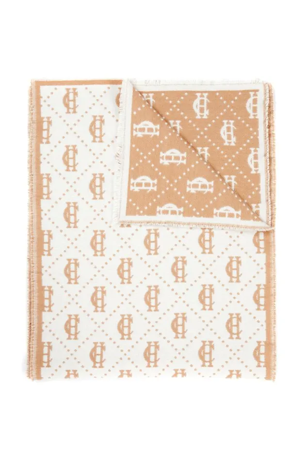 WomenMen Scarves Holland Cooper Lightweight Monogram Scarf Camel Cream
