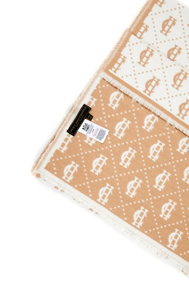 WomenMen Scarves Holland Cooper Lightweight Monogram Scarf Camel Cream