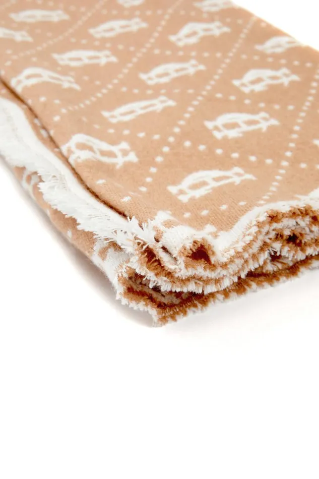WomenMen Scarves Holland Cooper Lightweight Monogram Scarf Camel Cream