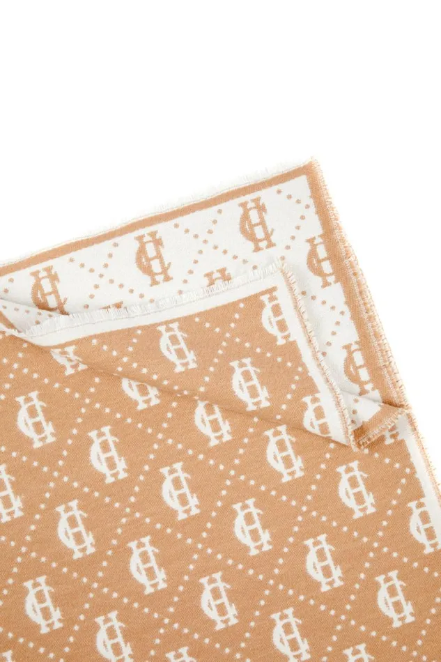 WomenMen Scarves Holland Cooper Lightweight Monogram Scarf Camel Cream