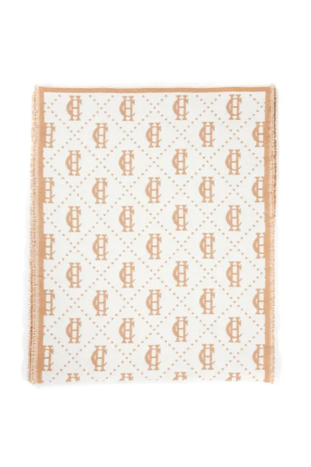 WomenMen Scarves Holland Cooper Lightweight Monogram Scarf Camel Cream