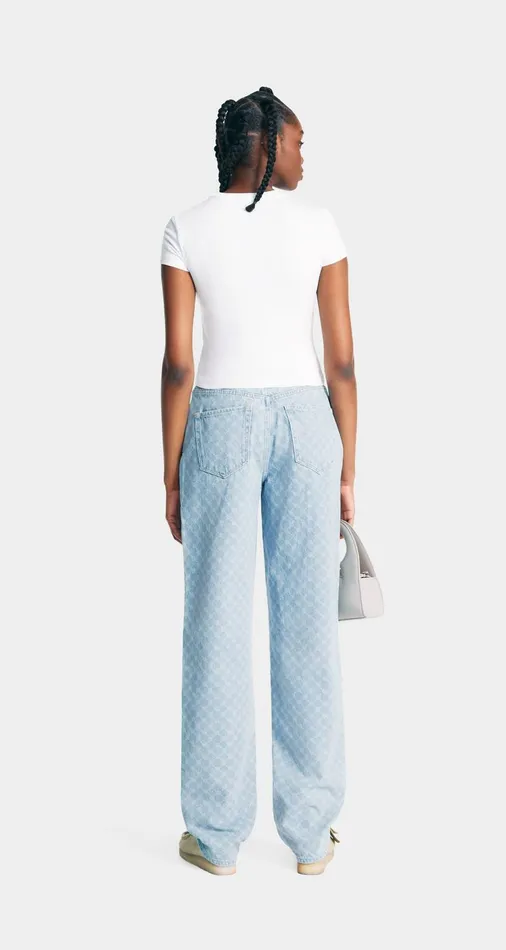 Women Mid Blue Avery Monogram Jeans Daily Paper Pants Women Mid Blue Avery Monogram Jeans Daily Paper Pants