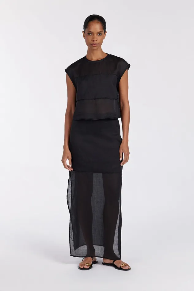 Women Midi DISSH KAI BLACK RAMIE MIDI SKIRT