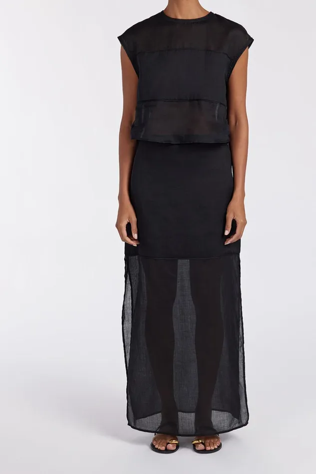 Women Midi DISSH KAI BLACK RAMIE MIDI SKIRT