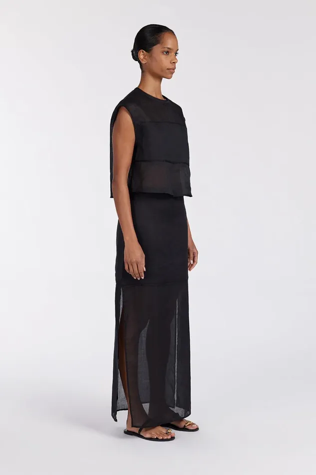 Women Midi DISSH KAI BLACK RAMIE MIDI SKIRT