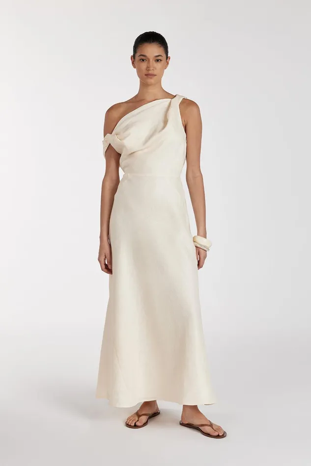 Women Midi Dresses DISSH JOELLE CREAM LINEN MIDI DRESS