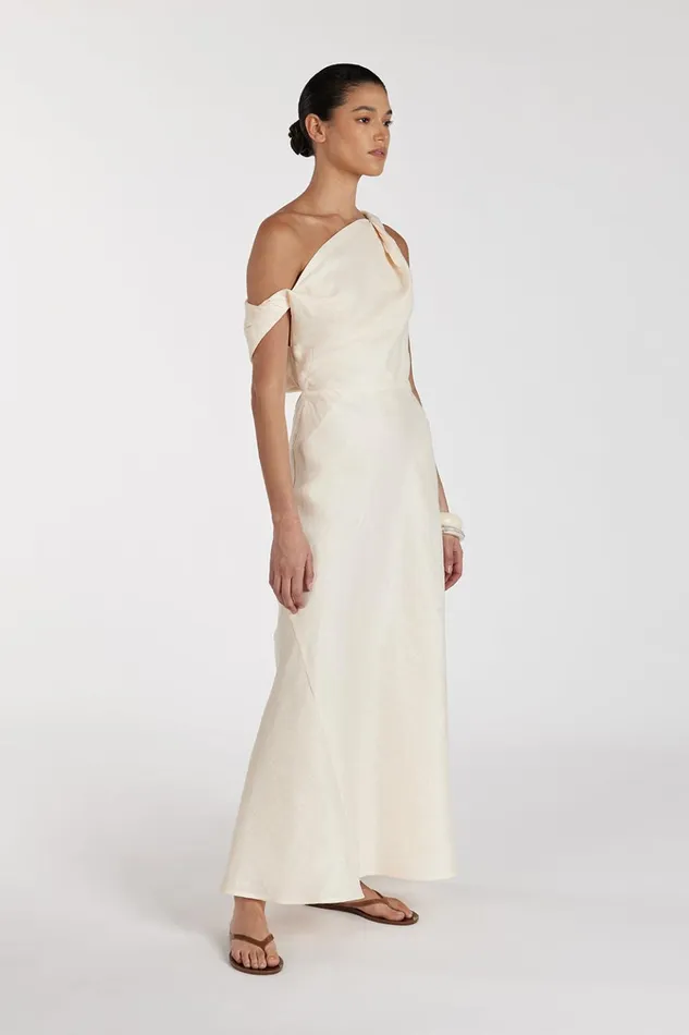 Women Midi Dresses DISSH JOELLE CREAM LINEN MIDI DRESS
