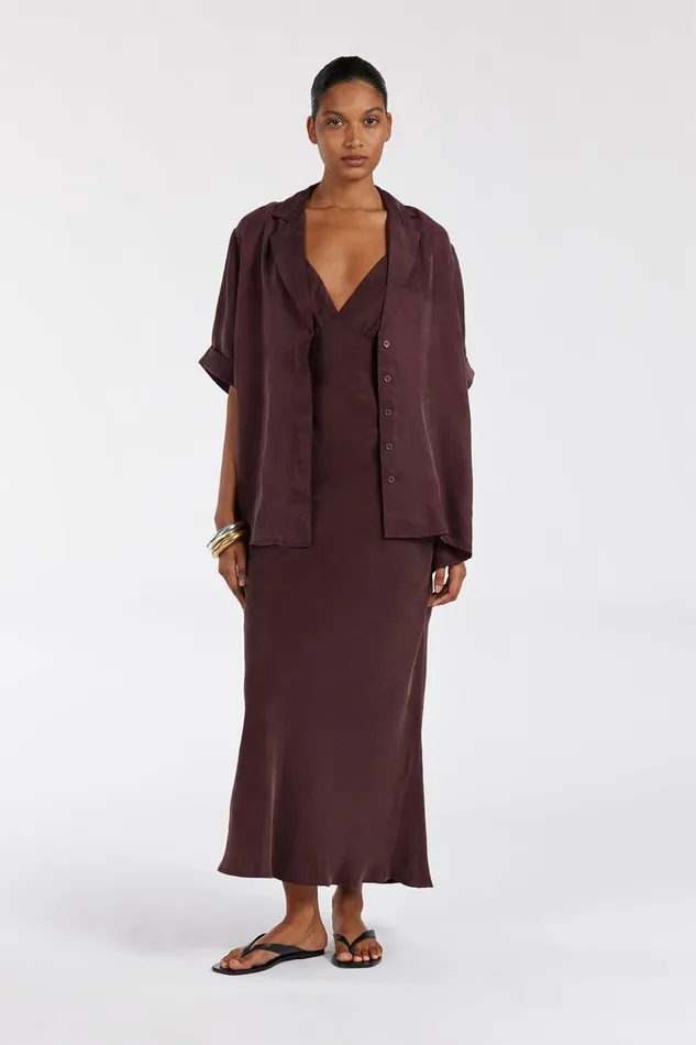 Women Midi Dresses DISSH LIAM CURRANT CUPRO SLIP MIDI DRESS