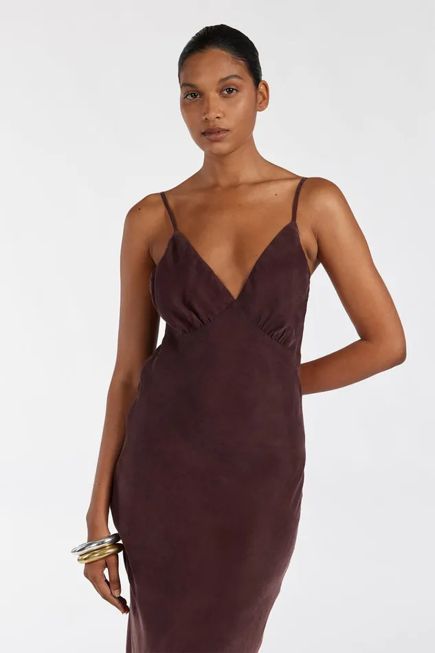 Women Midi Dresses DISSH LIAM CURRANT CUPRO SLIP MIDI DRESS