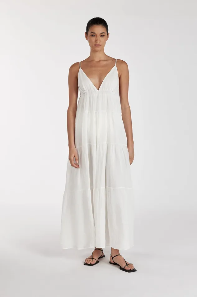 Women Midi Dresses DISSH LIZA WHITE RAMIE MIDI DRESS