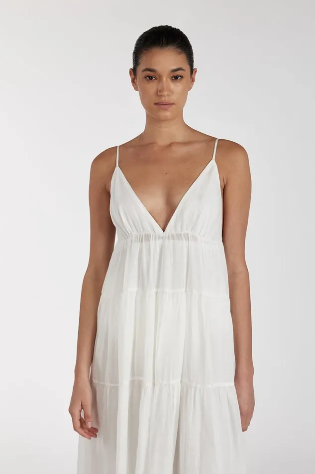 Women Midi Dresses DISSH LIZA WHITE RAMIE MIDI DRESS