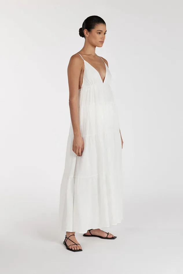 Women Midi Dresses DISSH LIZA WHITE RAMIE MIDI DRESS