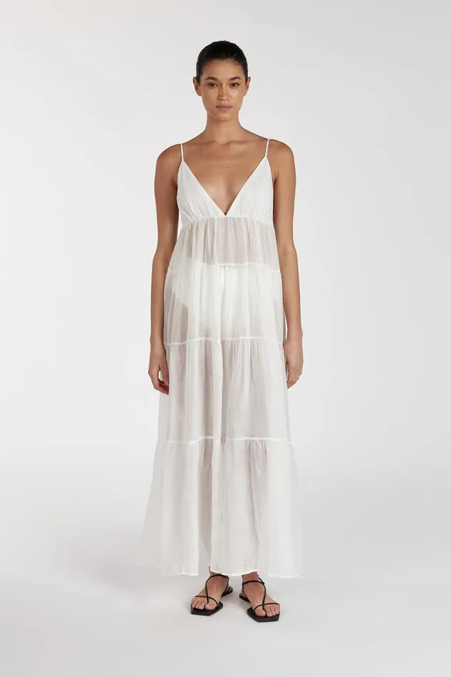 Women Midi Dresses DISSH LIZA WHITE RAMIE MIDI DRESS
