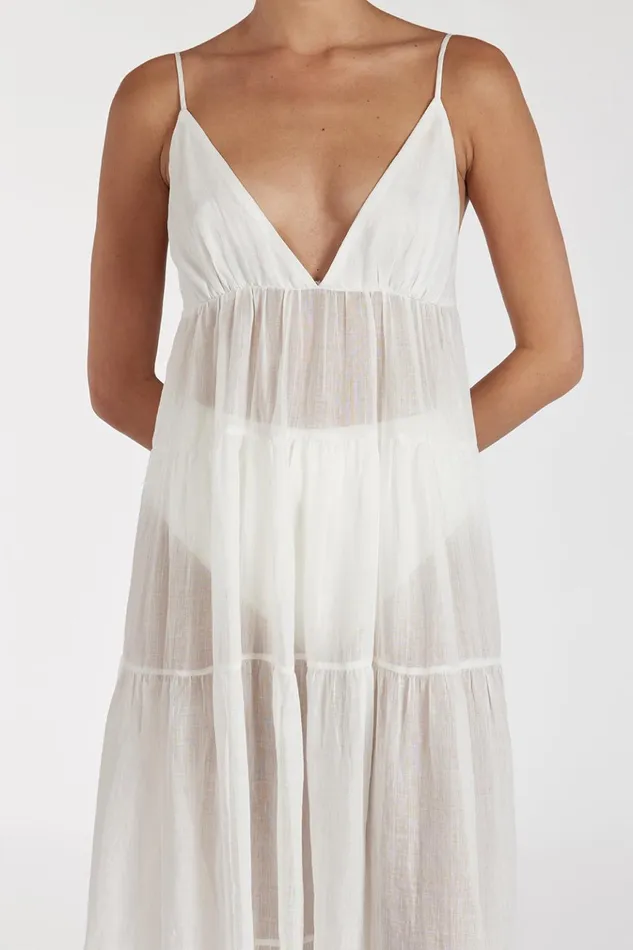 Women Midi Dresses DISSH LIZA WHITE RAMIE MIDI DRESS