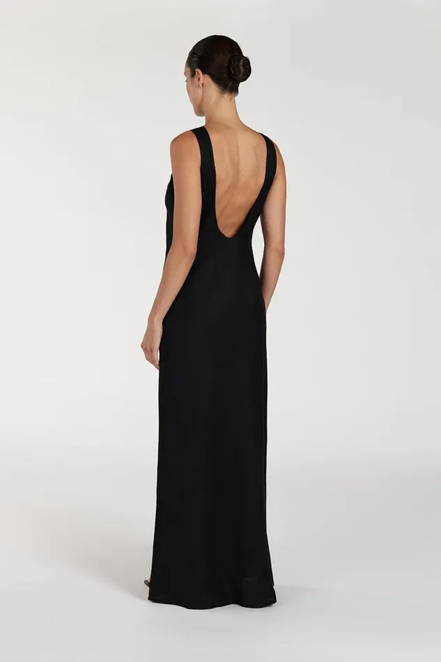 Women Midi Dresses DISSH LYRA BLACK LINEN MIDI DRESS
