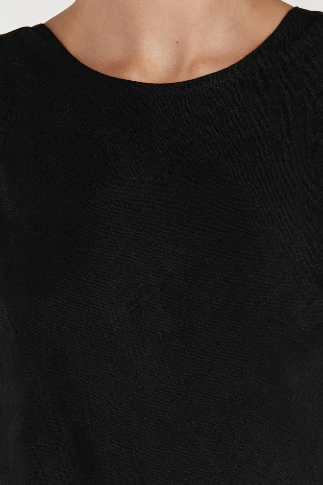 Women Midi Dresses DISSH LYRA BLACK LINEN MIDI DRESS