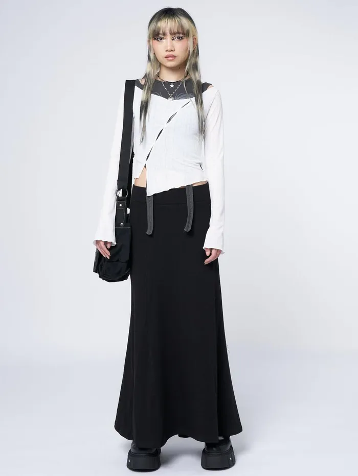 Women Minga London Bottoms Aria Black Lined Maxi Skirt
