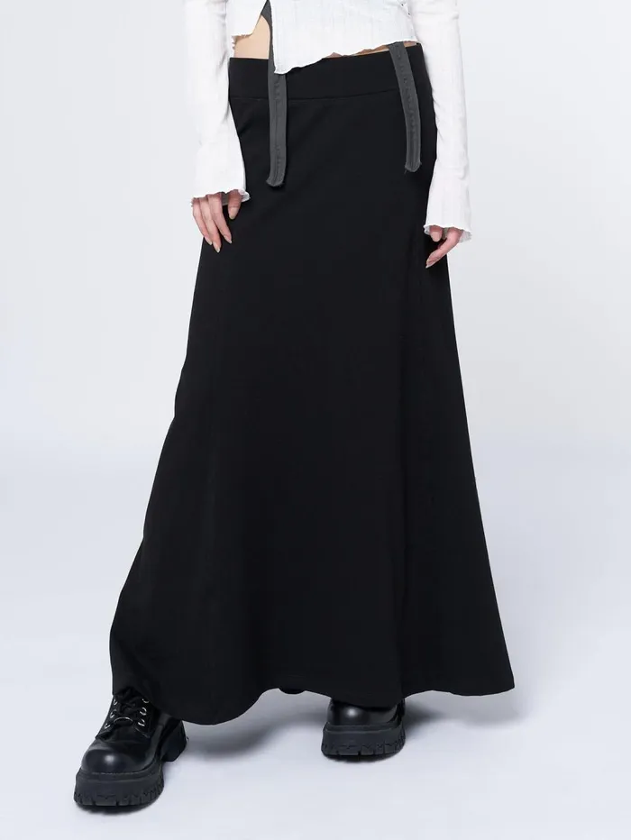 Women Minga London Bottoms Aria Black Lined Maxi Skirt