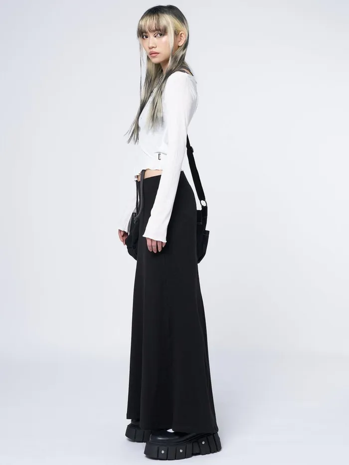 Women Minga London Bottoms Aria Black Lined Maxi Skirt