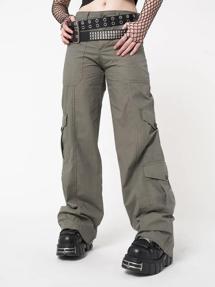 Women Minga London Bottoms Cleo Green Y2k Cargo Pants
