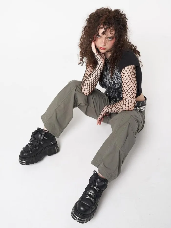 Women Minga London Bottoms Cleo Green Y2k Cargo Pants