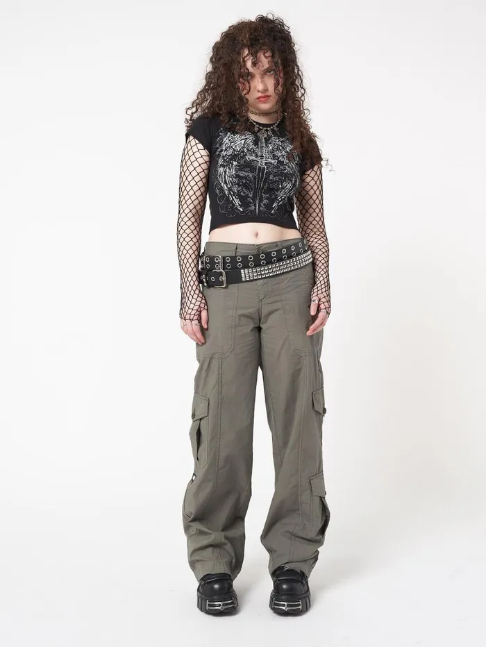 Women Minga London Bottoms Cleo Green Y2k Cargo Pants
